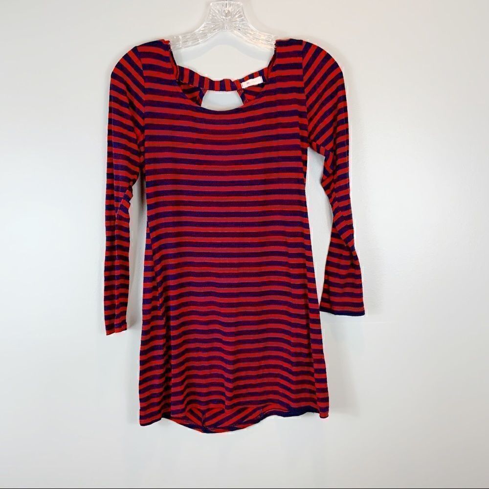 🌺3 FOR $20🌺 - red navy striped ringed tunic top small